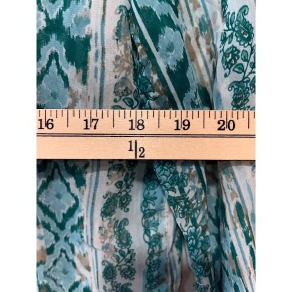 Nine West Women's Boho-Inspired Turquoise & White Striped Top‎ Medium - Picture 6 of 10